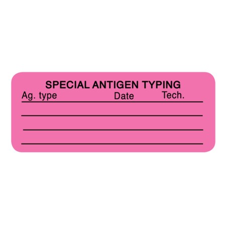 Nevs Label, Special Antigen Typing 7/8" x 2-1/4" Flr Pink w/Black LBW-0007
